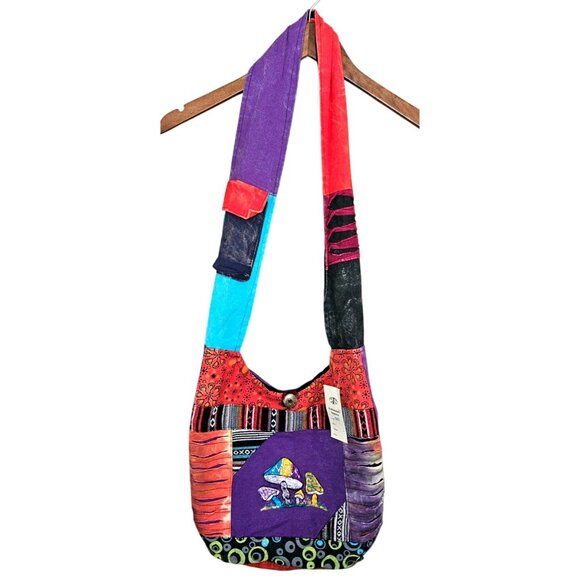 Kathmandu Patchwork Crossbody Bag Handmade Himalayan Boho Mushroom Hippie NWT - Picture 13 of 13